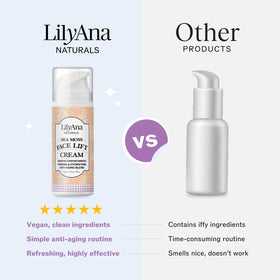 LilyAna Naturals skin before and after texture comparison showing smoothing benefit