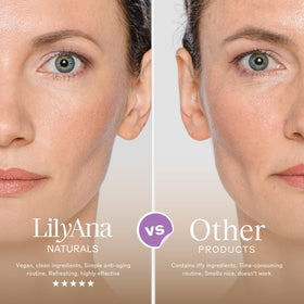 LilyAna Naturals ingredient label close-up showing peptide and caffeine benefit