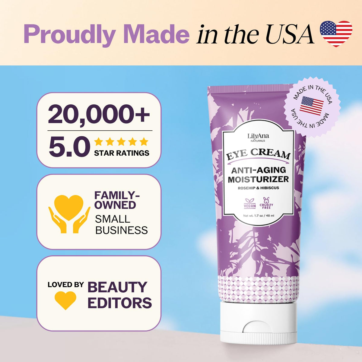 LilyAna Naturals on bathroom counter lifestyle scene showing daily routine use