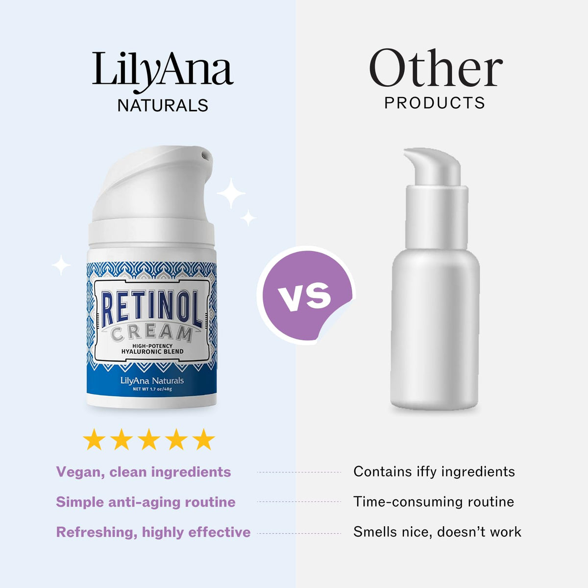 LilyAna Naturals ingredient close-up of hyaluronic acid and vitamin E for hydration