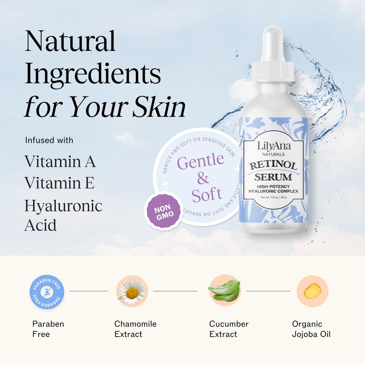 LilyAna Naturals 1oz bottle beside a ruler for size and travel-friendly convenience
