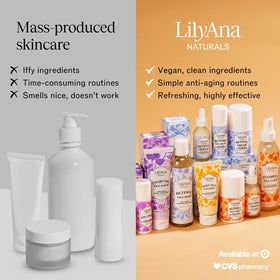 LilyAna Naturals bottle on bathroom counter showing easy integration into routine