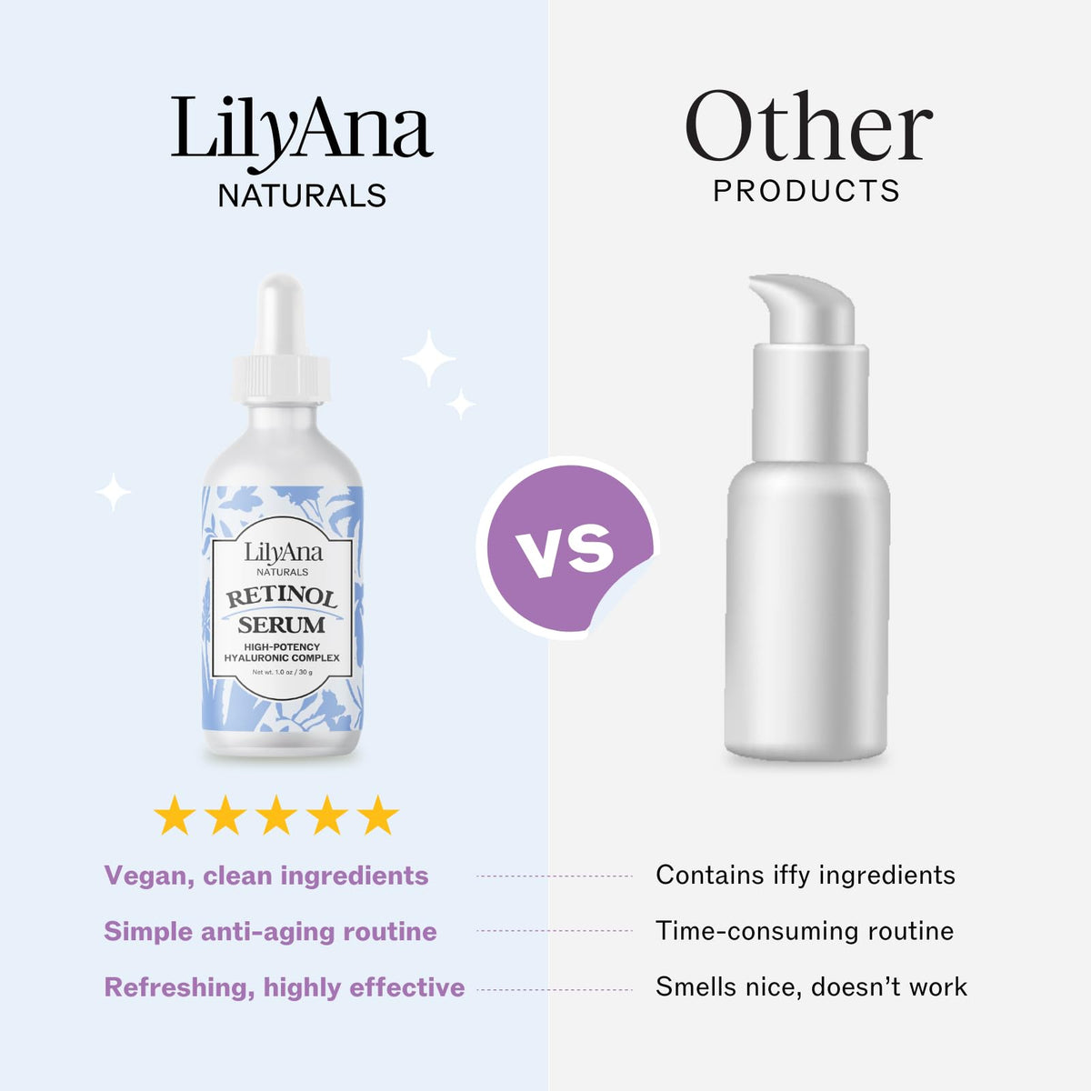 LilyAna Naturals product label close-up showing ingredients and clean formulation