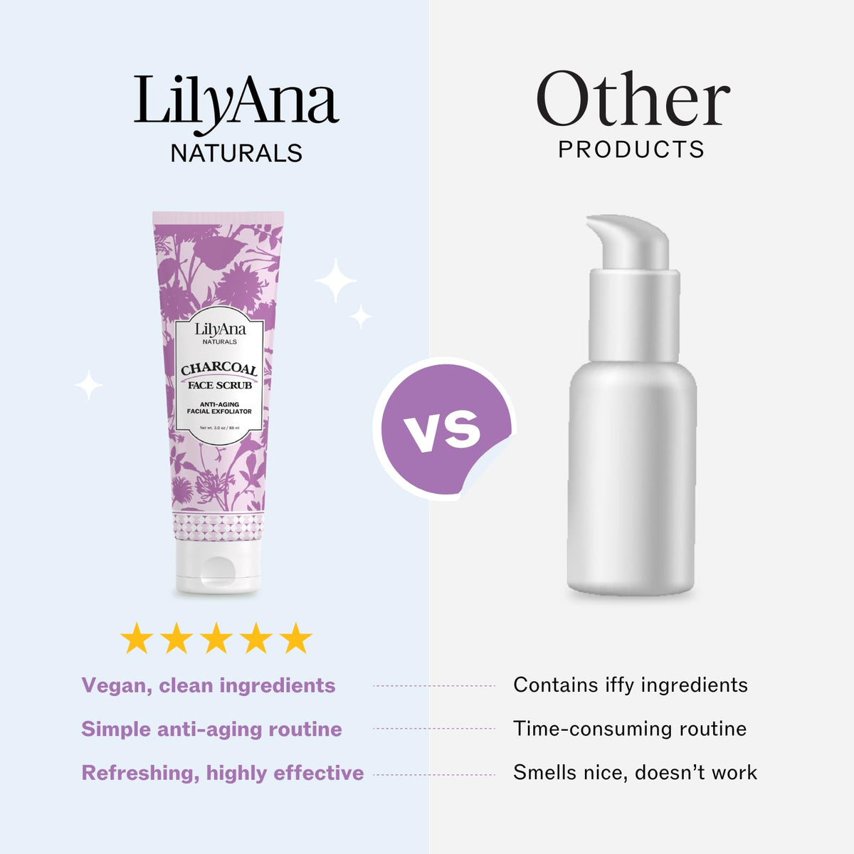 LilyAna Naturals scrub in hand demonstrating easy application and skin-smoothing