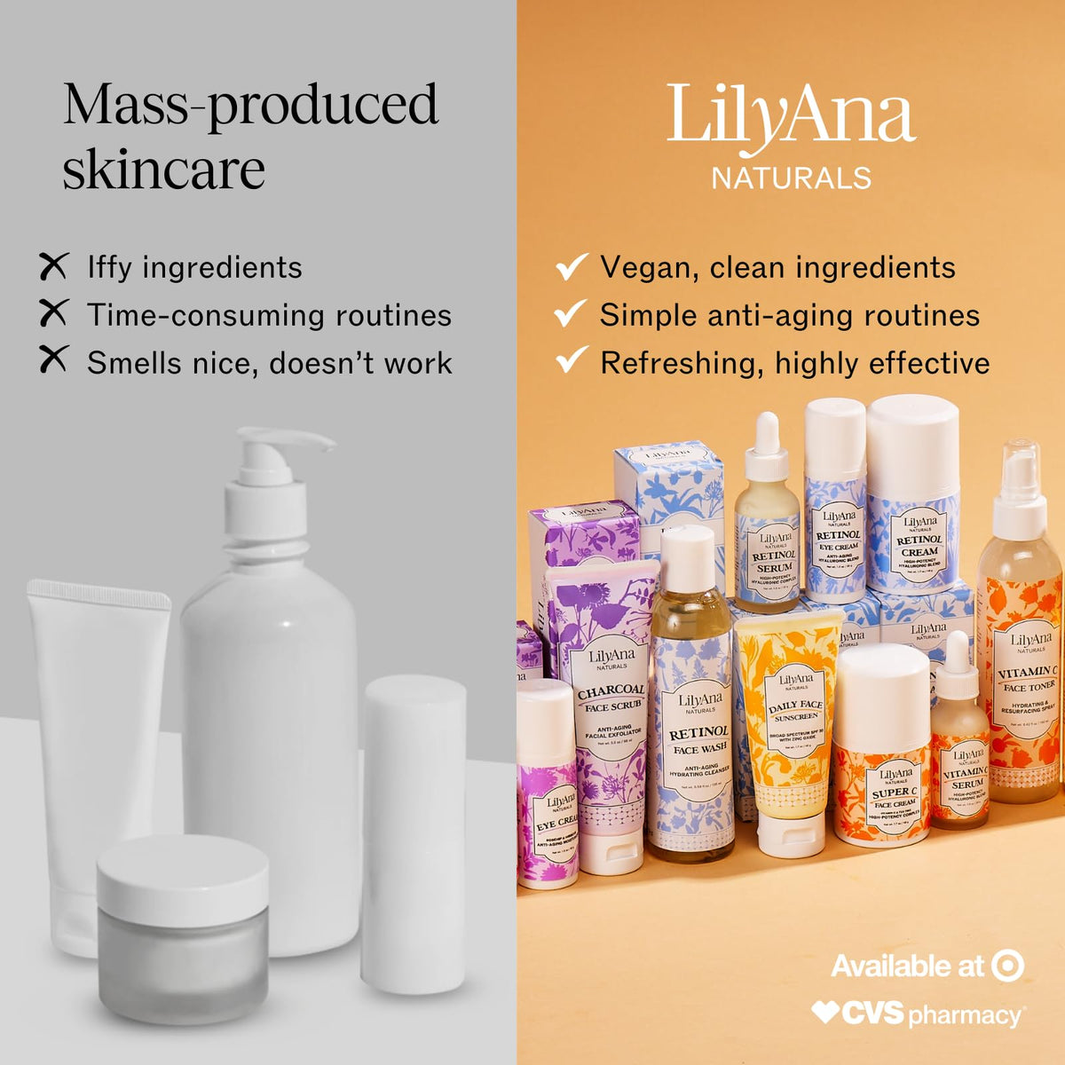 LilyAna Naturals bottle beside a coin showing compact travel-friendly size