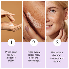 LilyAna Naturals being smoothed onto neck showing lifting and softening