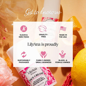 LilyAna Naturals 1.7oz next to common object showing compact travel-friendly size