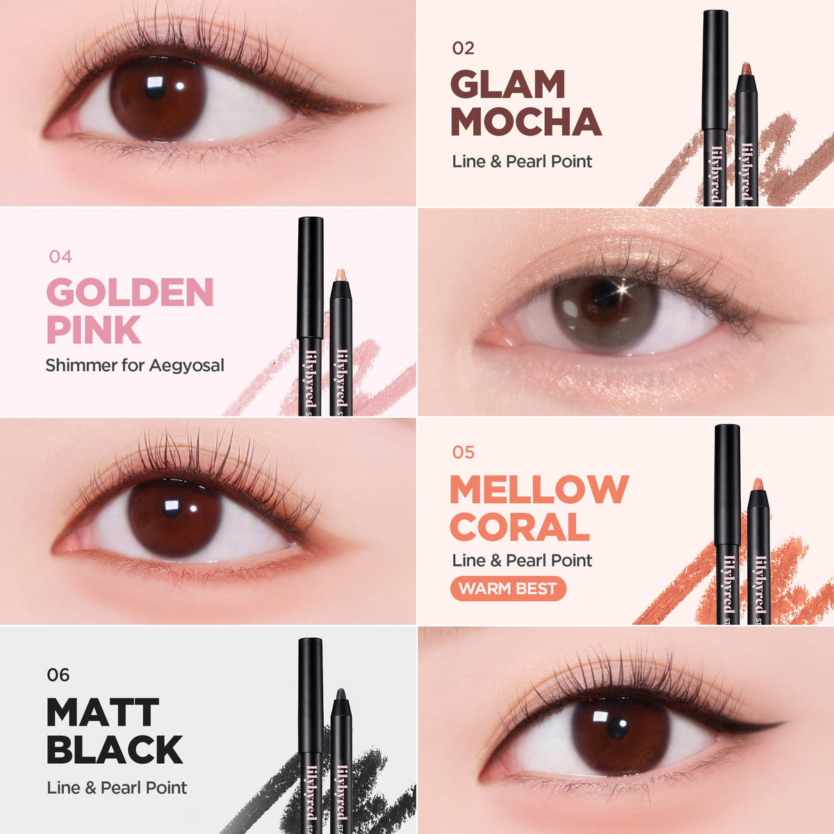 lilybyred eye application side profile illustrates clean, long-lasting liner look