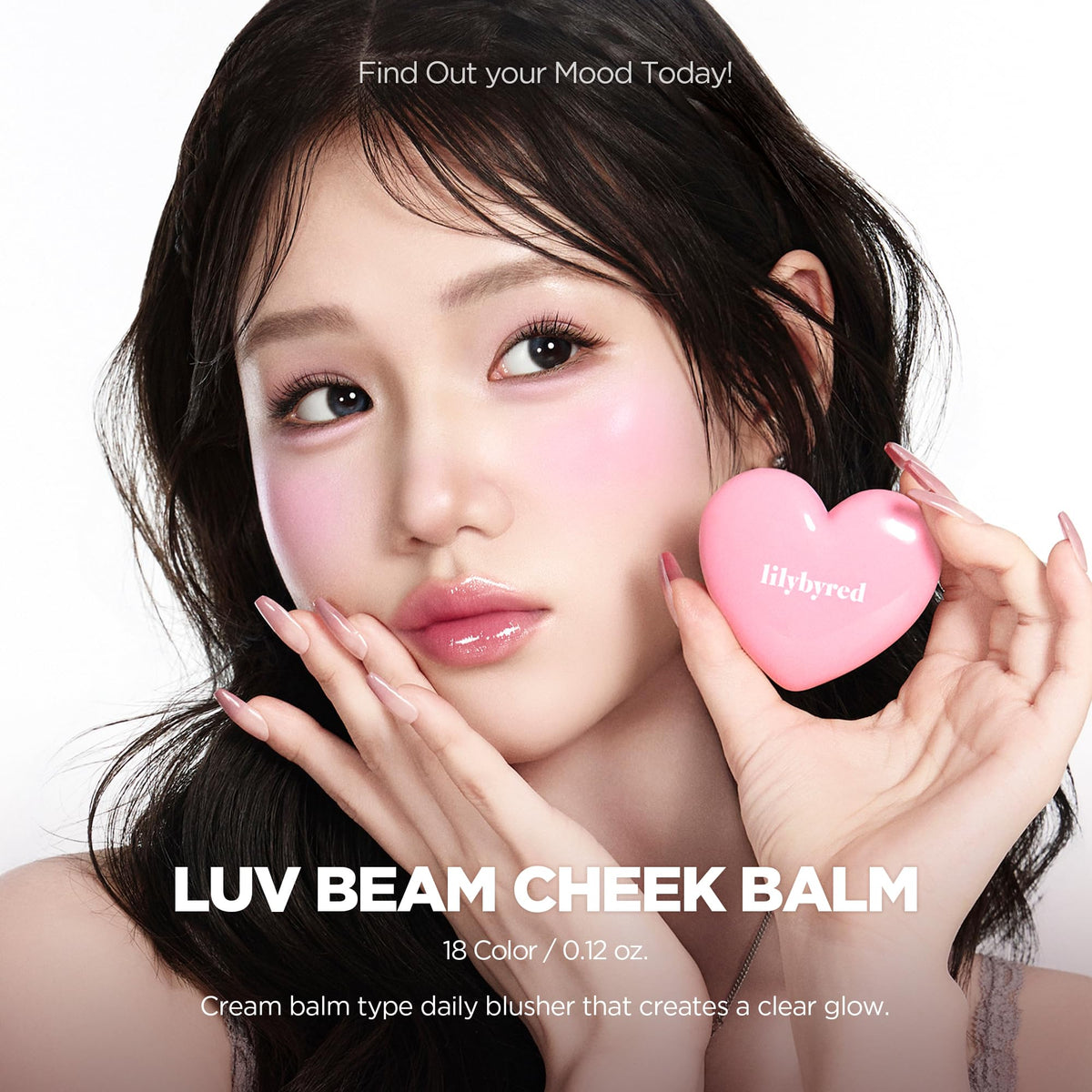 lilybyred heart-shaped blush top view highlighting unique shape and travel-friendly size