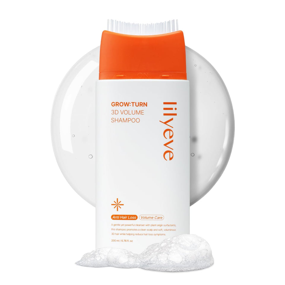 lilyeve front packaging showing volume shampoo and brush for cleaner scalp