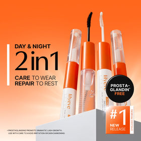 lilyeve open dual serums displaying day and night bottles