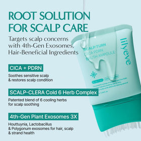 lilyeve scalp serum in use massaging scalp, soothes itch and calms benefit