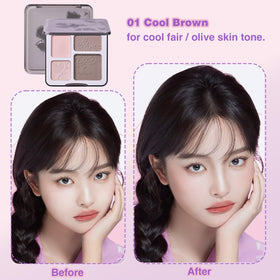 Lilyloria top view of four shades highlighting cool-toned contour and highlighter options