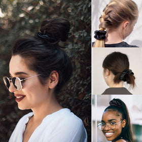 LilySilk scrunchie next to ruler showing size and versatile fit