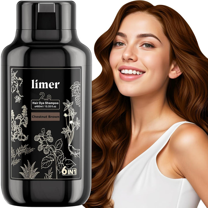 Limer front packaging showing chestnut brown bottle and benefits
