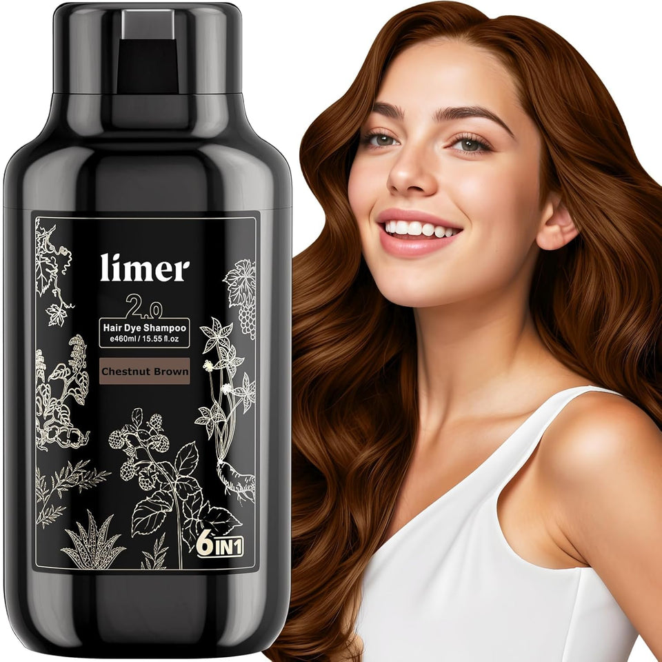 Limer front packaging showing chestnut brown bottle and benefits