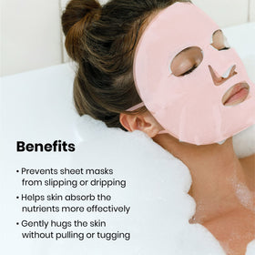 Lindo Silimask in use over a sheet mask demonstrating secure non-slip hold