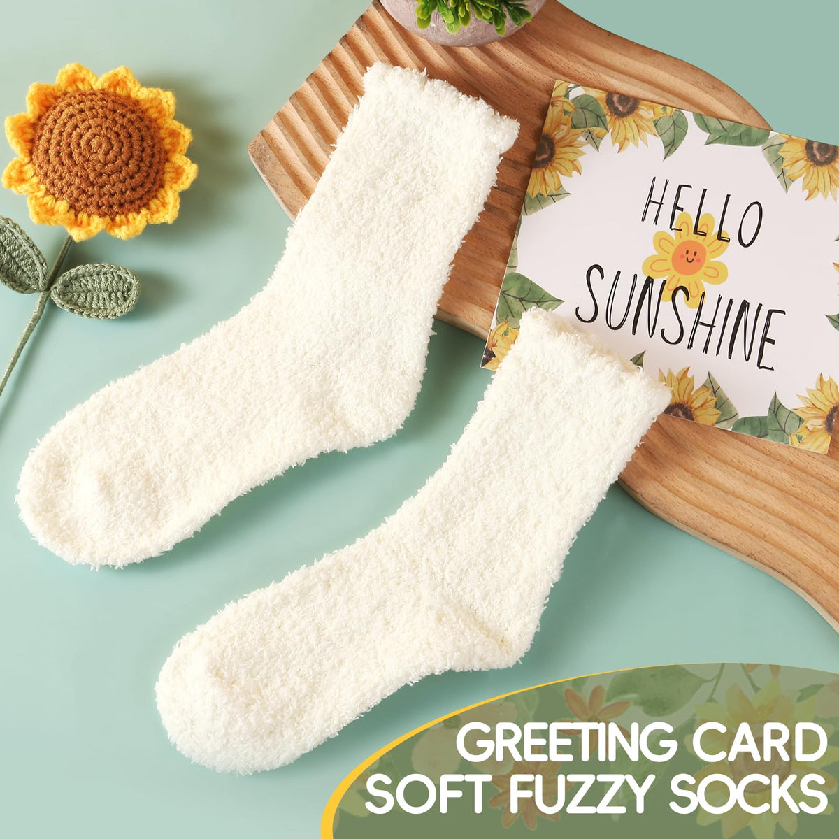 linsuiyyds white fuzzy socks and flower hair clip, cozy comfort and style