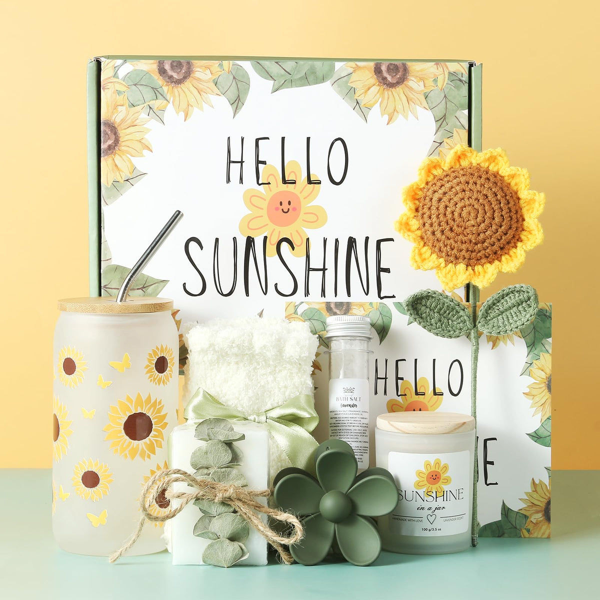 linsuiyyds frosted sunflower cup with metal straw, reusable drinkware convenience