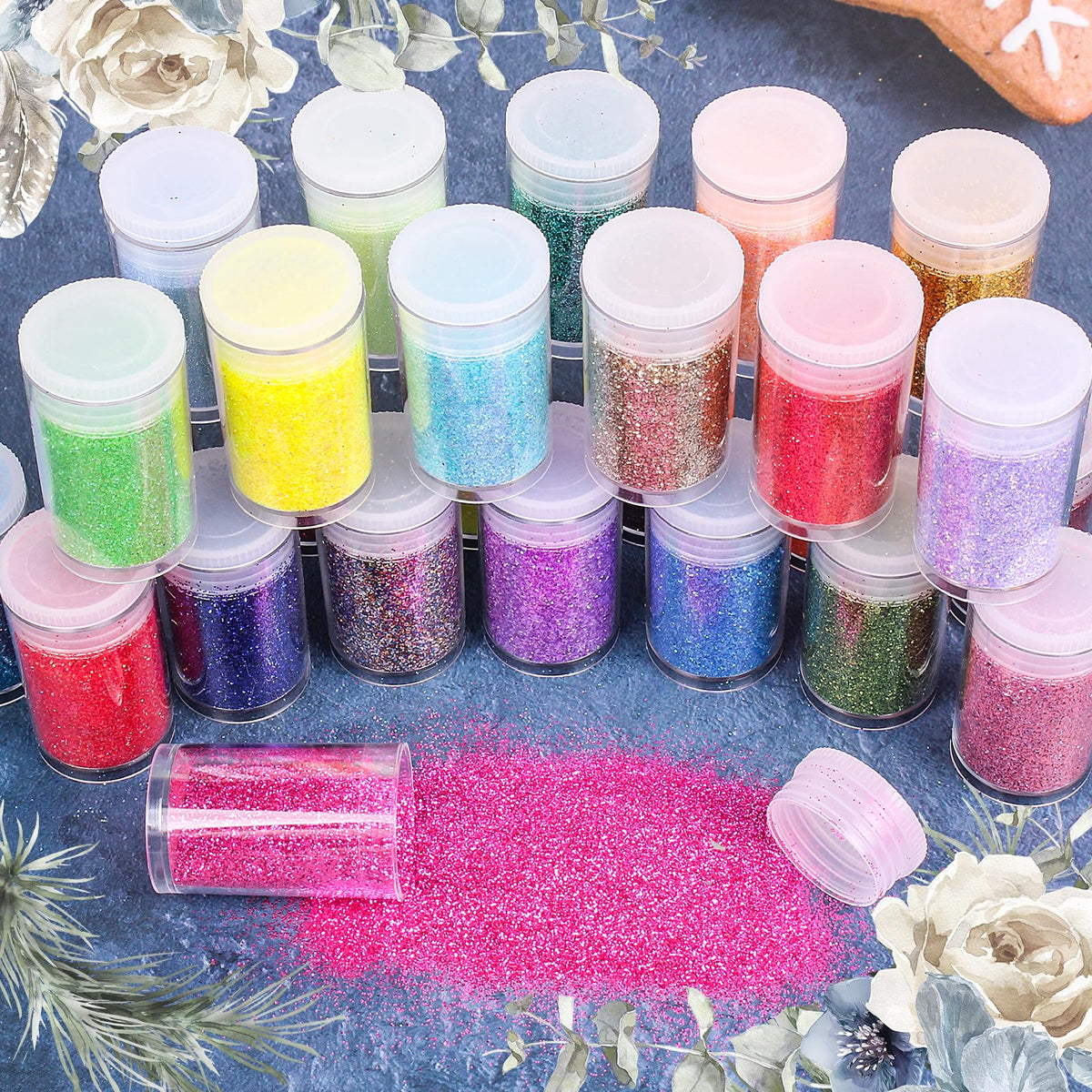 Linwulte glitter applied to face and hair for cosmetic sparkle benefit