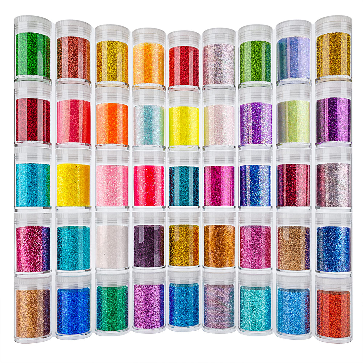 Linwulte front packaging showing 45 glitter jars and color range benefit