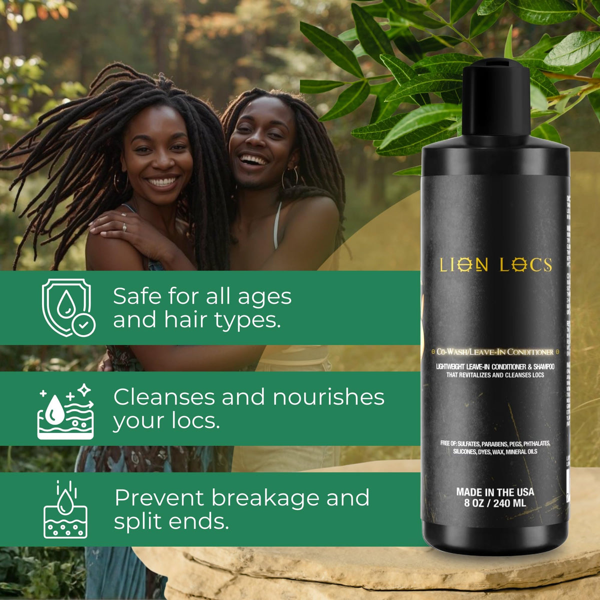 Lion Locs being dispensed into hands demonstrating easy application and control