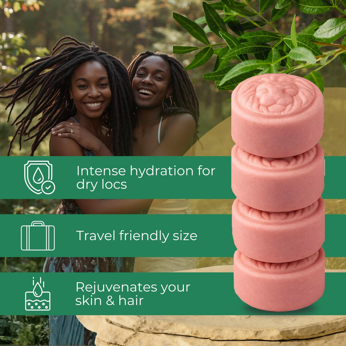 Lion Locs bar being used in shower showing easy rinse and no spills