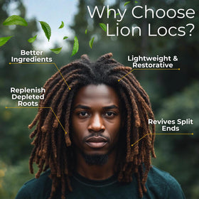 Lion Locs ingredients label featuring aloe vera and natural oils