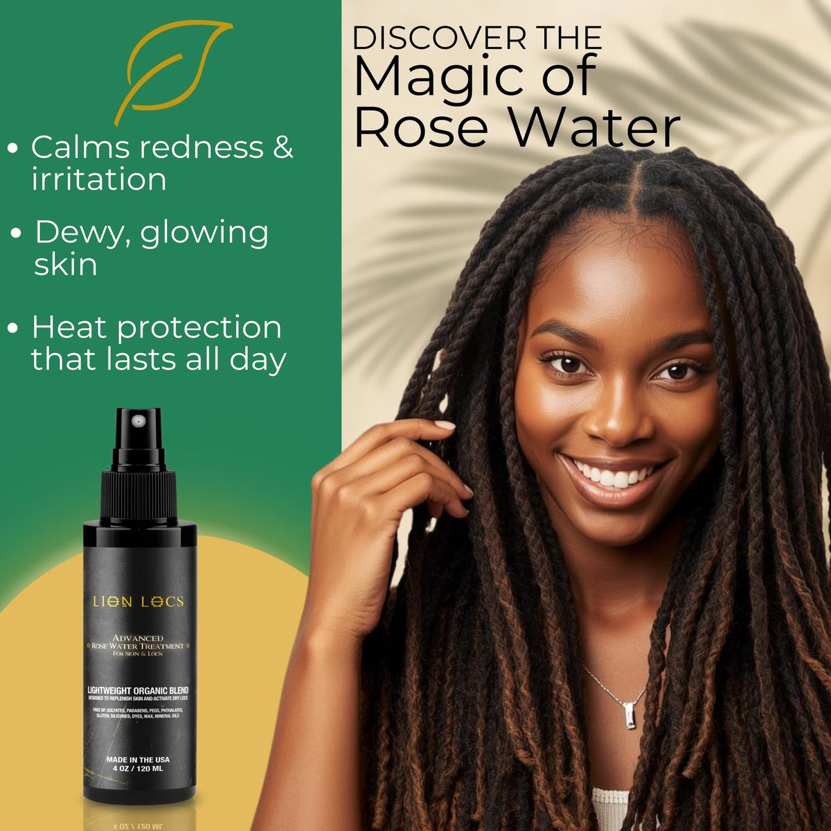 Lion Locs droplet on skin texture demonstrating lightweight hydration