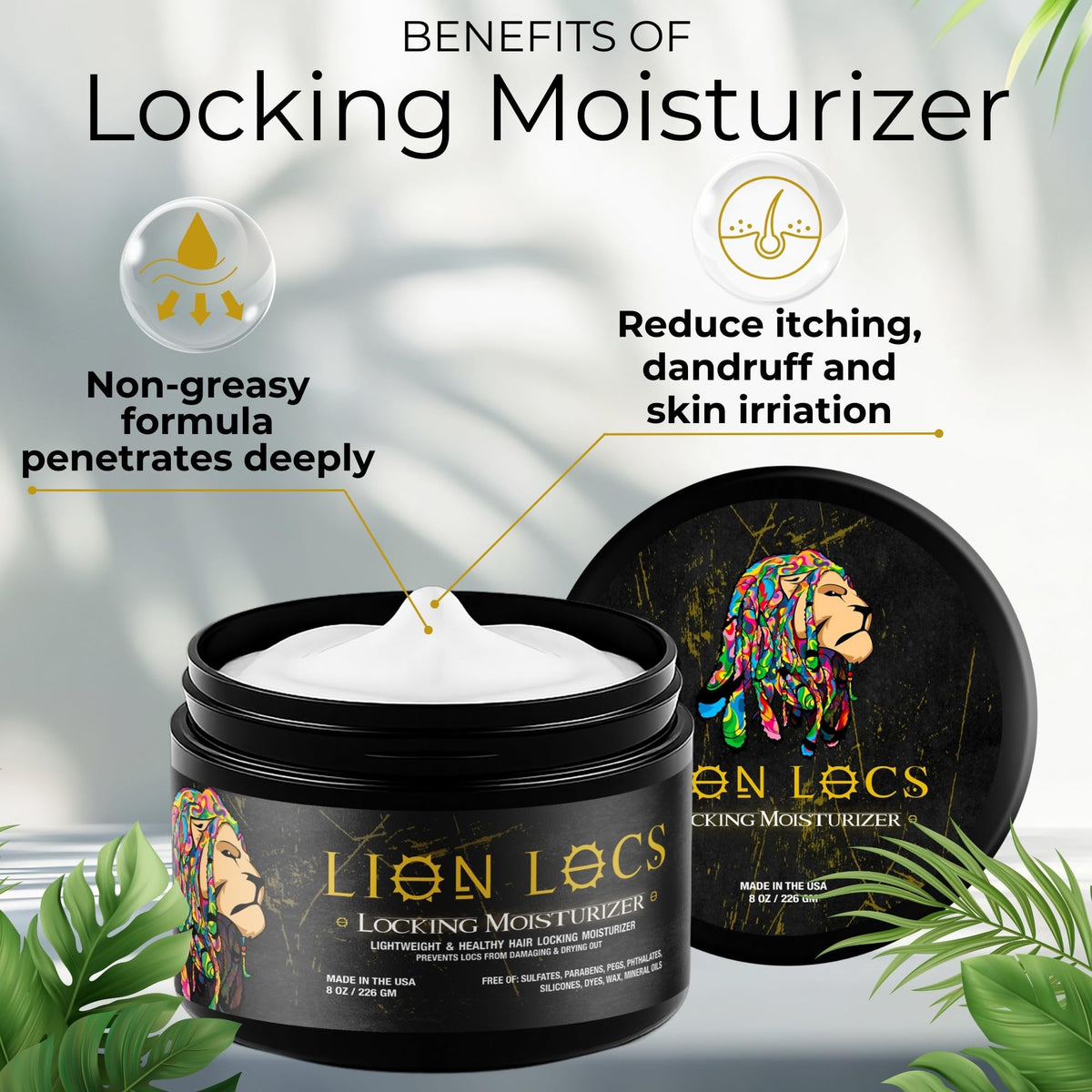 Lion Locs gel texture close-up showing clear, non-flaky finish