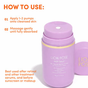 LION POSE applying cream to face for calming hydration