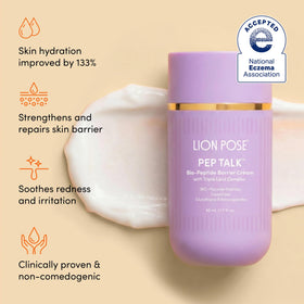 LION POSE open jar texture highlighting smooth cream