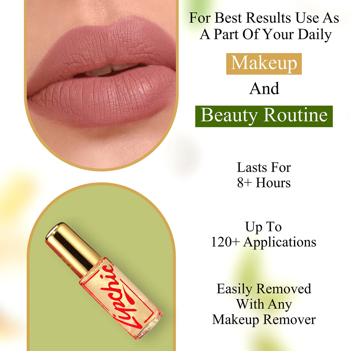 Lip Chic By Ella label close-up showing product name and usage details