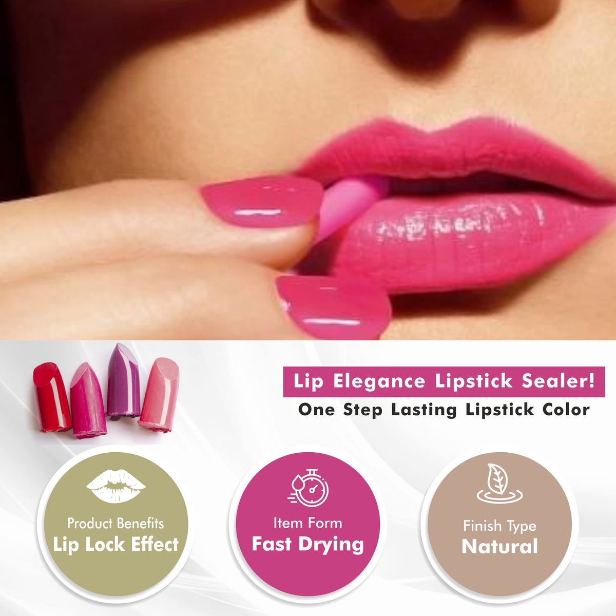 Lip Elegance brush applicator close-up demonstrating precise, even spread