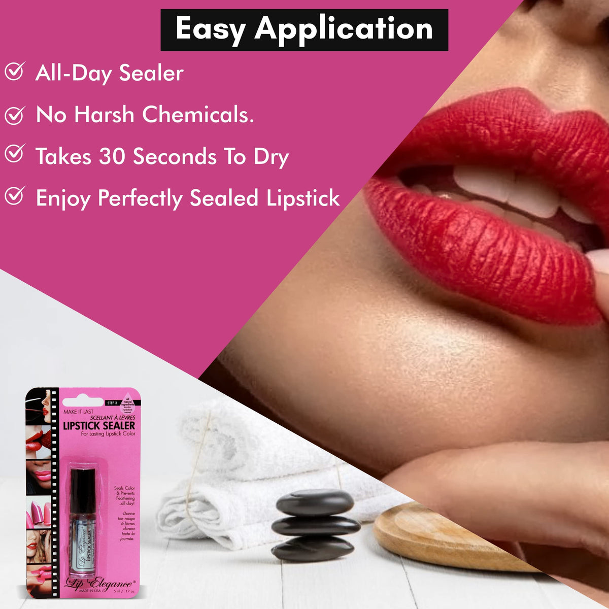 Lip Elegance in an evening lifestyle scene offering long-lasting confidence