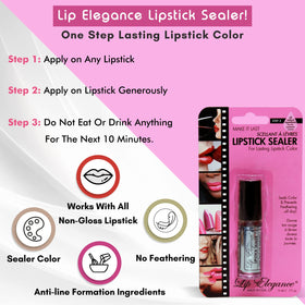 Lip Elegance size comparison next to a purse showing travel-friendly convenience