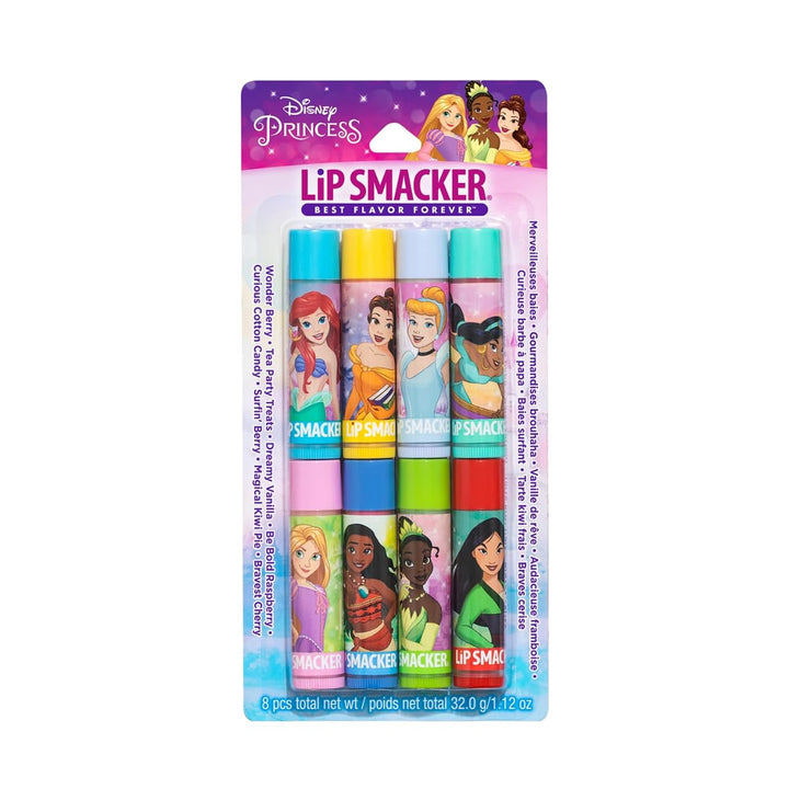 Lip Smacker front packaging showing Disney Princess designs and party-ready set