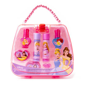 Lip Smacker tote front view showing Disney Princess art and included products