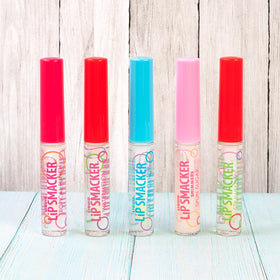 Lip Smacker five tubes flatlay displaying variety of flavors and finish options for sharing