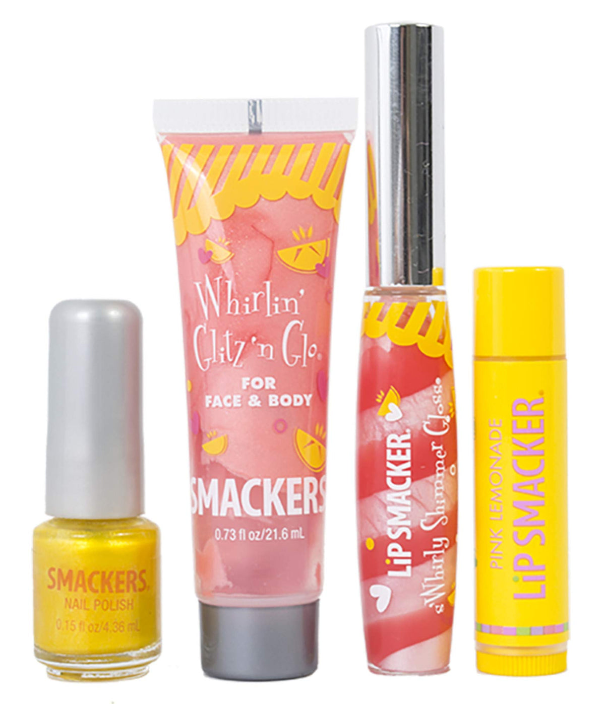 Lip Smacker products in hand demonstrating Pink Lemonade set portability and everyday use