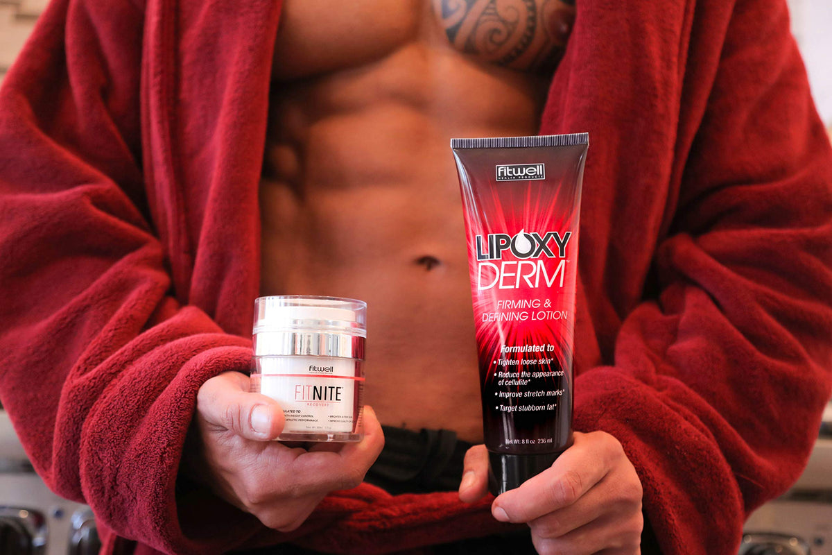 Applying Lipoxyderm with hand to skin for targeted contouring