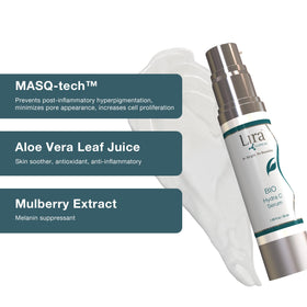 Lira Clinical hand applying serum demonstrating quick absorption and smooth finish