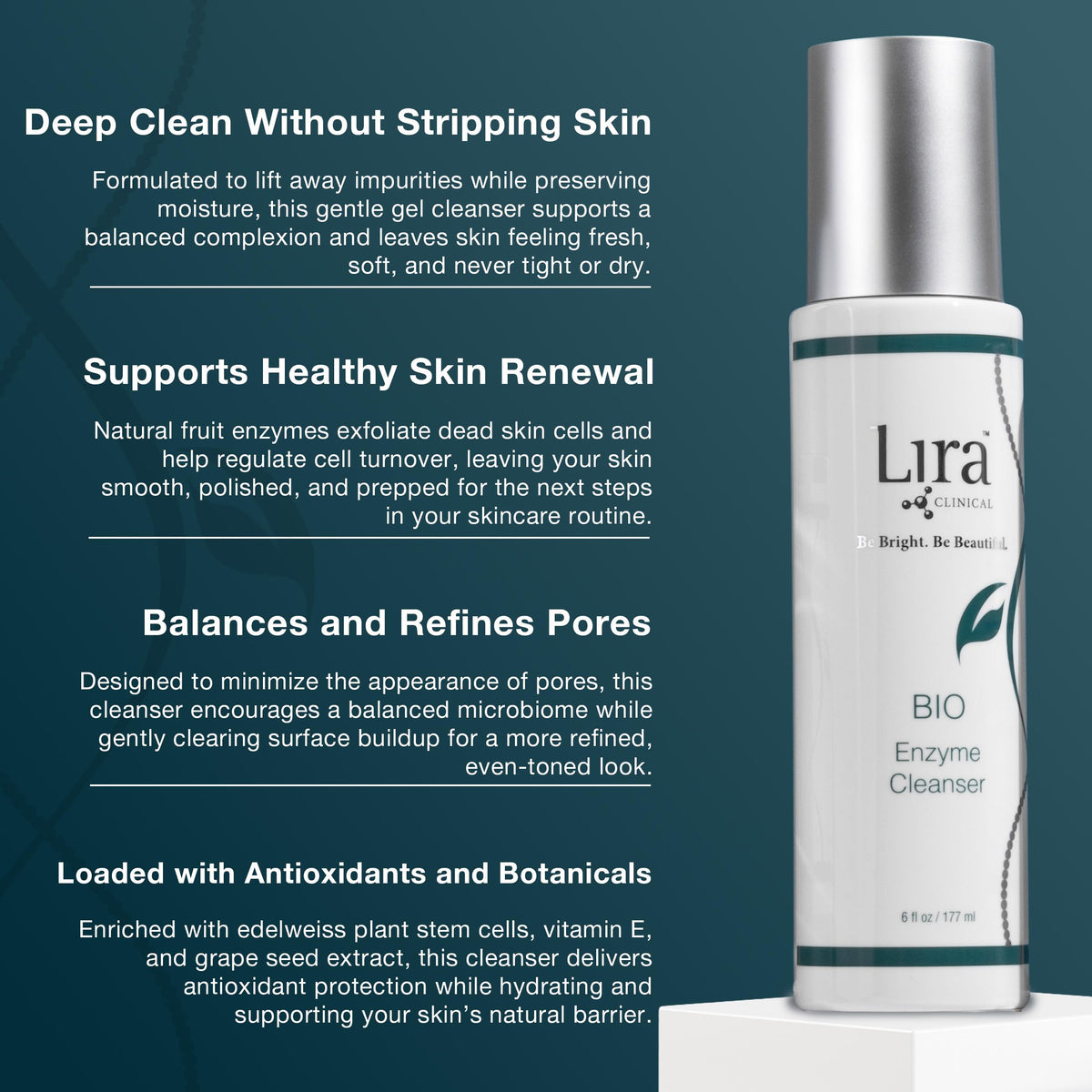 Lira Clinical gel texture on fingertip demonstrating gentle hydrophilic feel