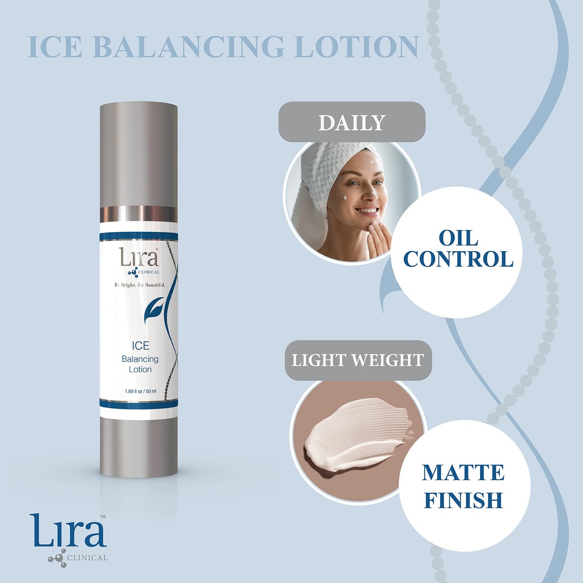 Lira Clinical product in hand to show scale and travel-friendly 50 ml convenience