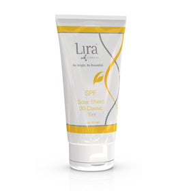 Lira Clinical front packaging showing SPF 30 and tinted finish benefit