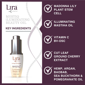 Lira Clinical applying facial oil to cheek, visualizing smooth skin finish and layering use