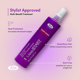 Lisap before and after styling showing reduced frizz and smoother finish
