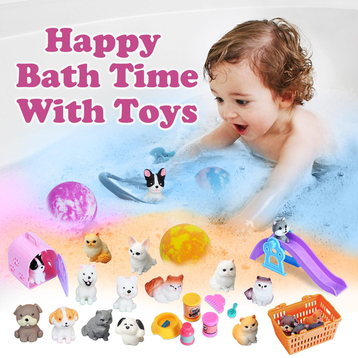 Lisotera bath foam action showing bubbles and color creating a fun bath atmosphere