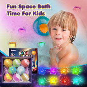 Lisotera child playing with glowing planet toy during bath time for longer engagement