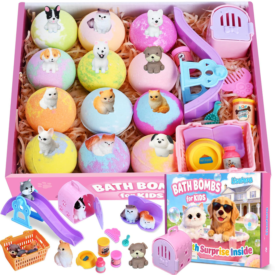 Lisotera front packaging gift box showing 12 colorful bath bombs and branding benefit excitement
